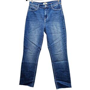 LAgence Women's Cropped Slim Fit Jeans Size 26 Blue Denim Frayed Hem